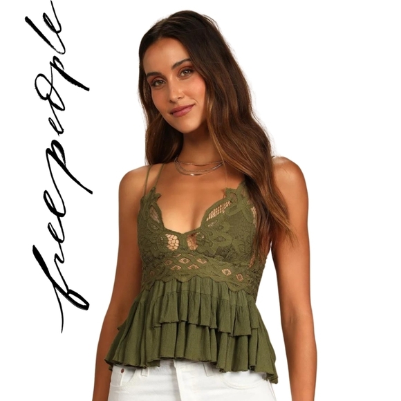 Free People Tops - New!! 🩷 Free People - Adella Cami green. Small